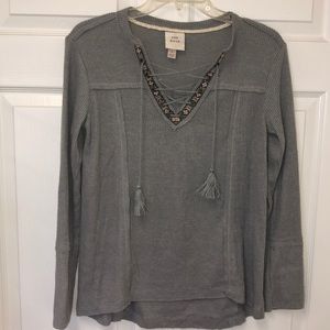 Knox Rose Long-sleeve Grey Sweater